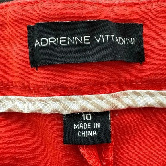 Adrienne Vittadini Womens Sz 10 Orange Cropped Pants Flat Front Tapered Leg - Picture 6 of 6